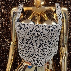 Marciano Metallic Lace Crop Top